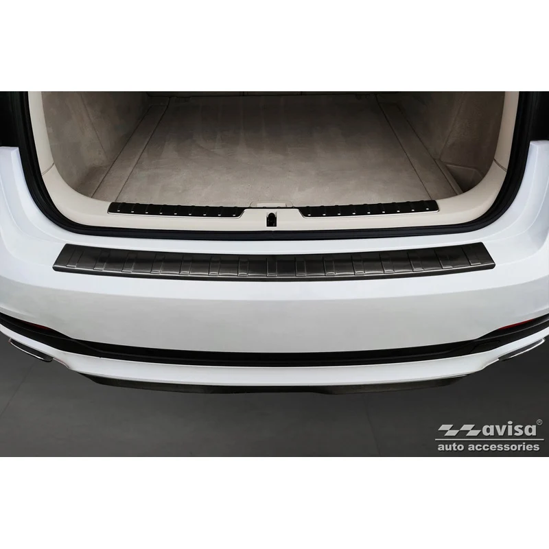 Avisa, Bagkofangerbeskytter, Sort, Rustfritstål, passer til BMW X6 F16 2014-2019 'Ribs' excl. M-Package