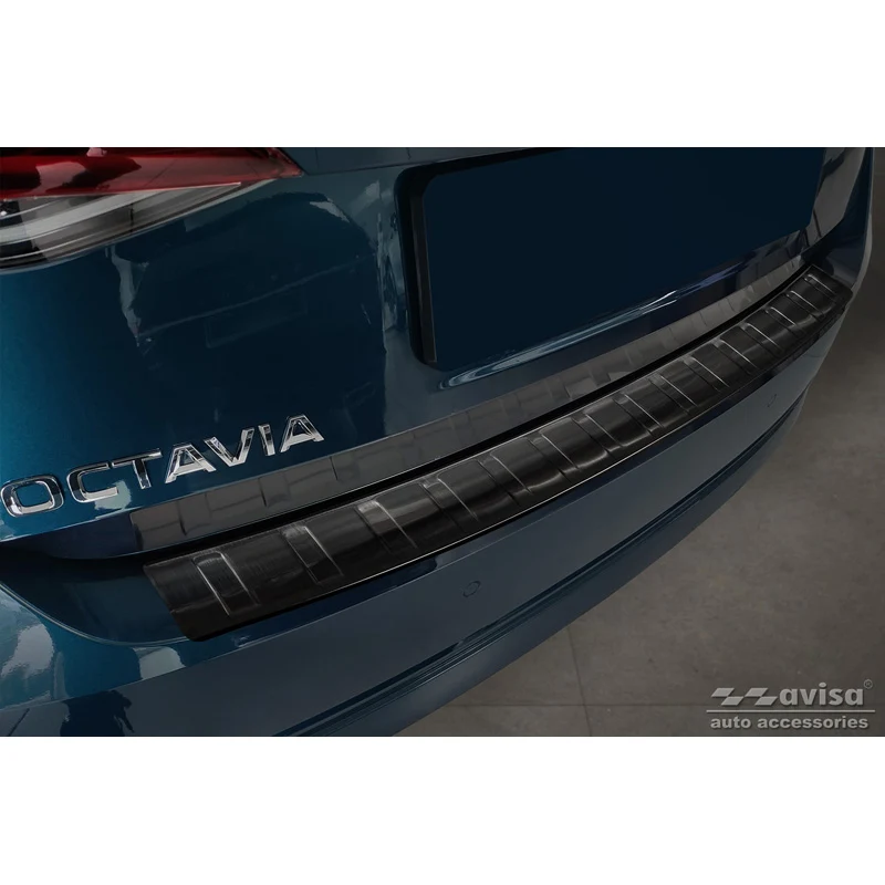 Avisa, Bagkofangerbeskytter, Sort, Rustfritstål, passer til Skoda Octavia IV Liftback 2020-2024 & FL 2024- 'Ribs'