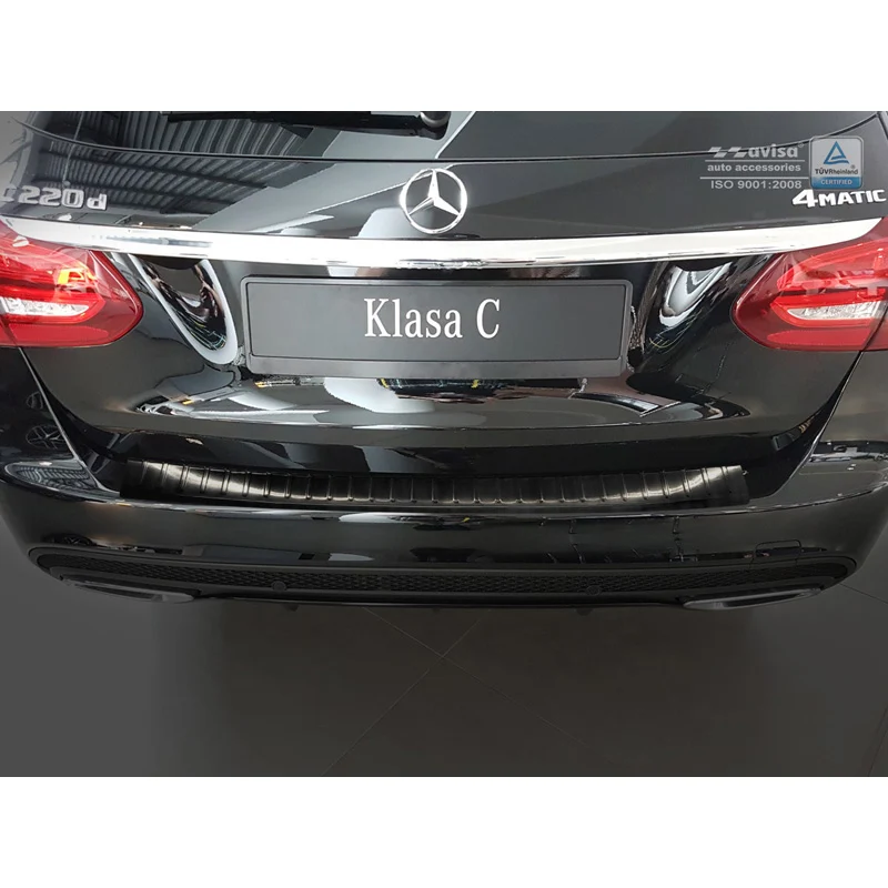 Avisa, Bagkofangerbeskytter, Sort, Rustfritstål, passer til Mercedes C-Class W205 Kombi 2014-2021 'Ribs'