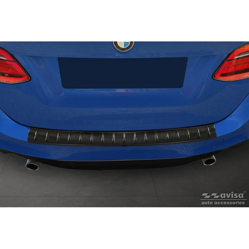 Avisa, Bagkofangerbeskytter, Sort, Rustfritstål, passer til BMW 2 Active Tourer F45 2013-2021 M-Pakage 'Ribs'