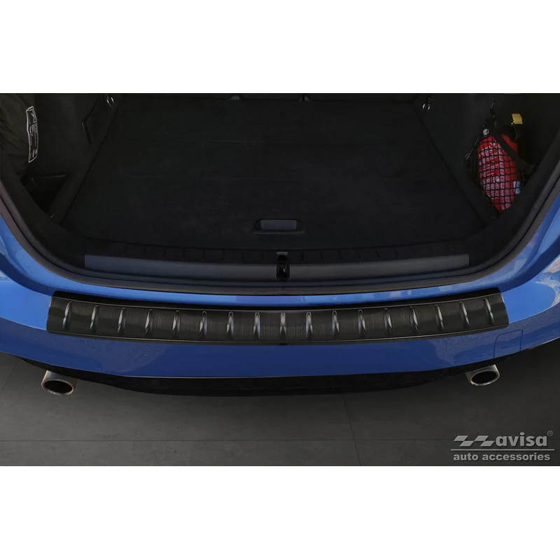 Avisa, Bagkofangerbeskytter, Sort, Rustfritstål, passer til BMW 2 Active Tourer F45 2013-2021 M-Pakage 'Ribs'
