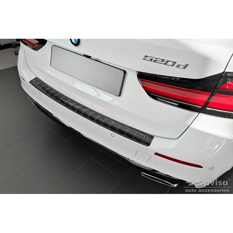 Avisa, Bagkofangerbeskytter, Sort, Rustfritstål, passer til BMW 5-Series G31 Touring Facelift 2020- excl. M-Sport 'Ribs'
