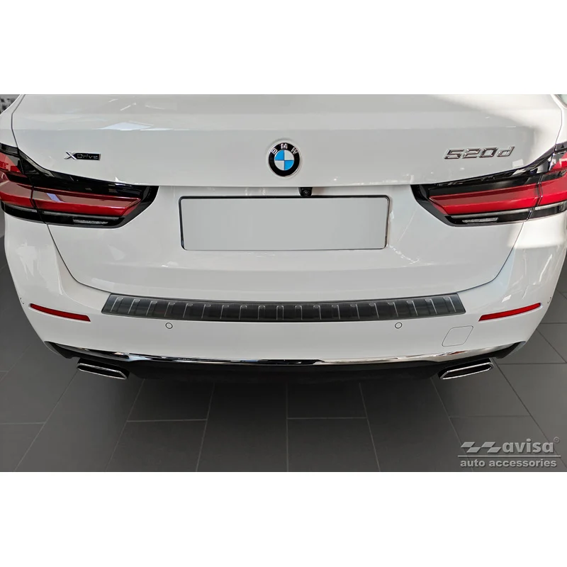 Avisa, Bagkofangerbeskytter, Sort, Rustfritstål, passer til BMW 5-Series G31 Touring Facelift 2020- excl. M-Sport 'Ribs'