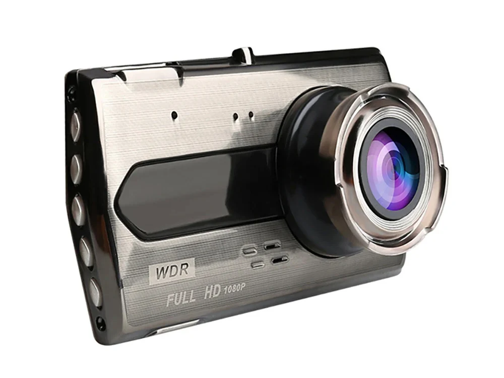 Full HD Bilkamera med 4" LCD-skærm og 2 kamera (Foran og bakkamera)