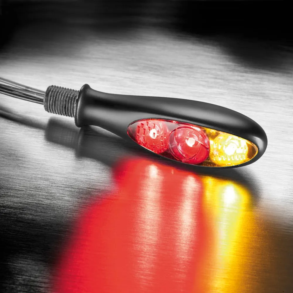 Kellermann Micro S DF Dark 3 i 1 Mini LED motorcykel baglygte / blinklys