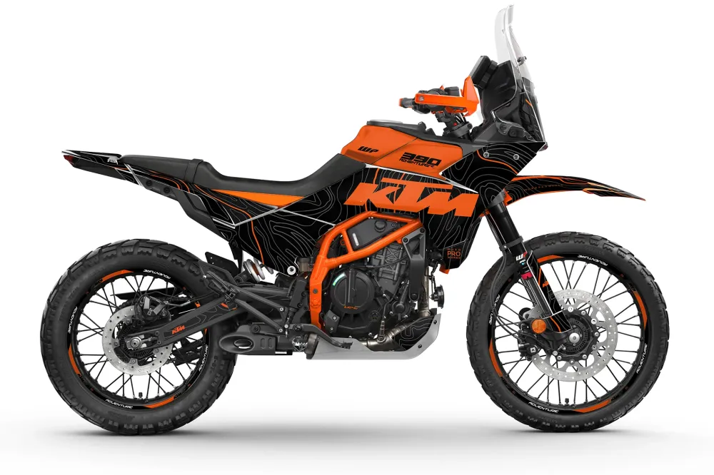 KTM 390 Adventure R / X DEKOR - "Topography" (Sort/Orange)