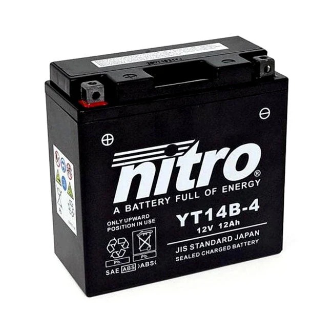 Nitro Forseglet YT14B-4 AGM motorcykelbatteri 12 Ah