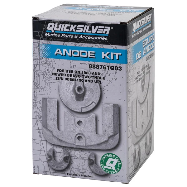 Quicksilver, aluminiumanodesæt, 888761Q03, til MerCruiser Bravo II/III, 1988-2002