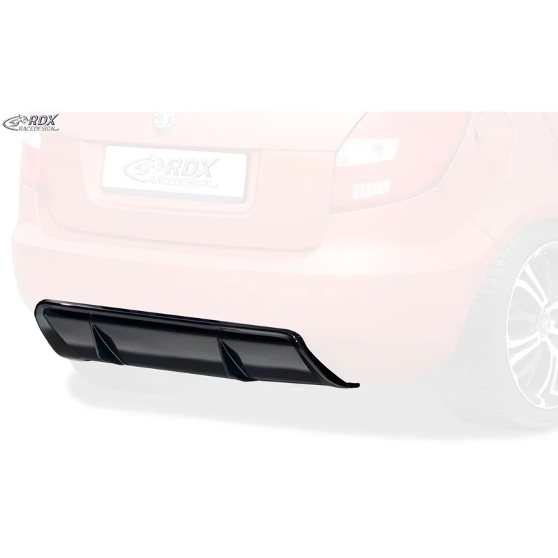 RDX Racedesign, Rear bumper skirt 'Diffusor', passer til Skoda Fabia II HB (5J) 2007-2014 (ABS glossy black)