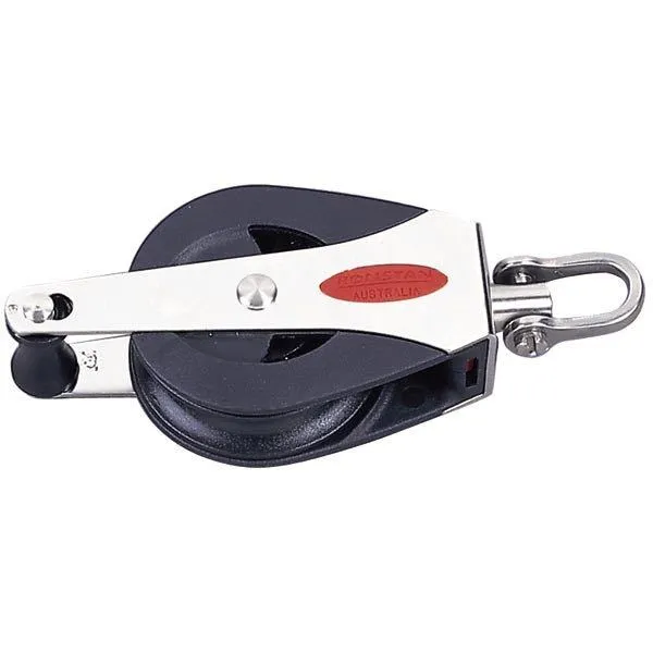 Ronstan, Enkeltblok med svirvel og hundsvot, 30 mm, serie 30, 300 kg arbejdsbelastning, 750 kg brudstyrke