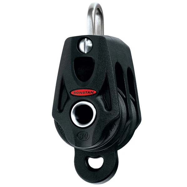Ronstan, Orbit Trippeltblok med Hundsvot, Serie 30, 550 kg, 1100 kg brudstyrke, 30 mm skivediameter, 75 g