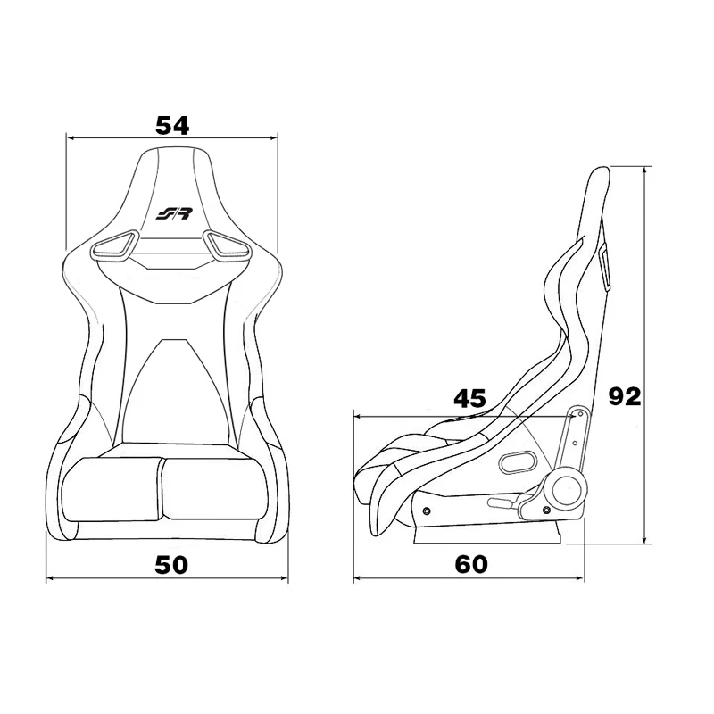 Simoni Racing, Sportssæde Emerson - Sort Ecoleather - Venstre Reclinable - inkl. Slidere