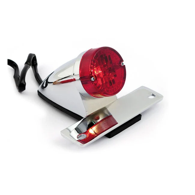Sparto LED Mini Motorcykel Baglygte med nummerpladebeslag Krom