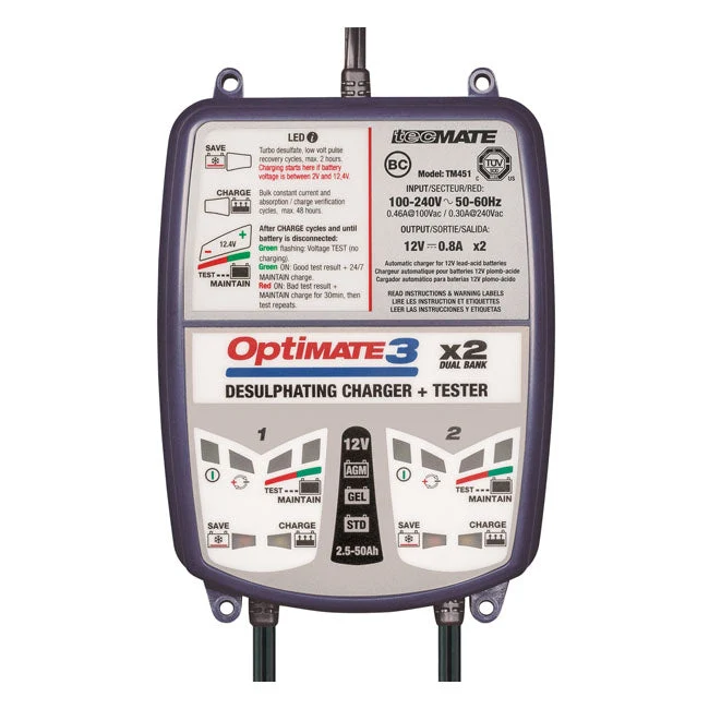TecMate Optimate 3 X 2 12V batterioplader