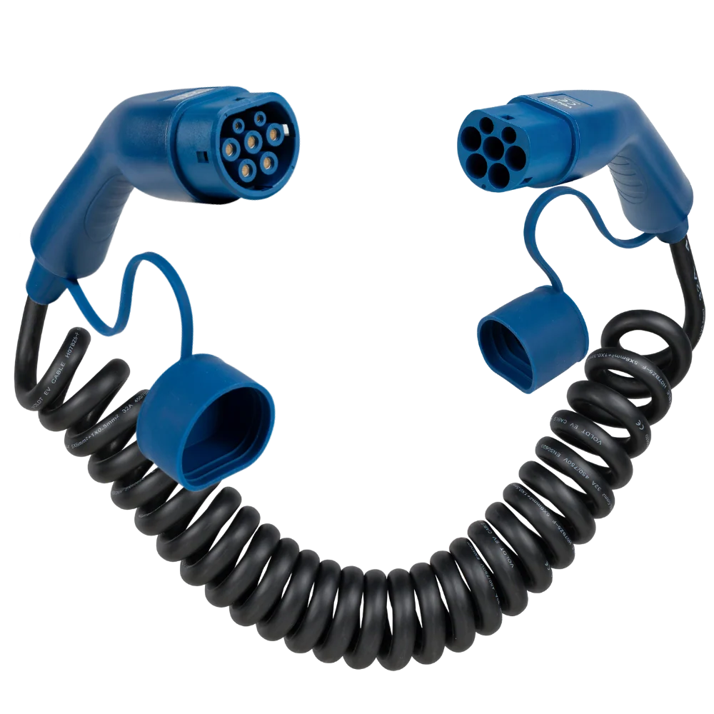 Type 2 | 1 fase | 32a | 7,4 kW | spiral ladekabel
