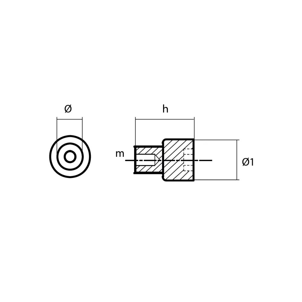 Yamaha krumtaphuscylinderanode, til 75-250 HK, 68V-11325-02
