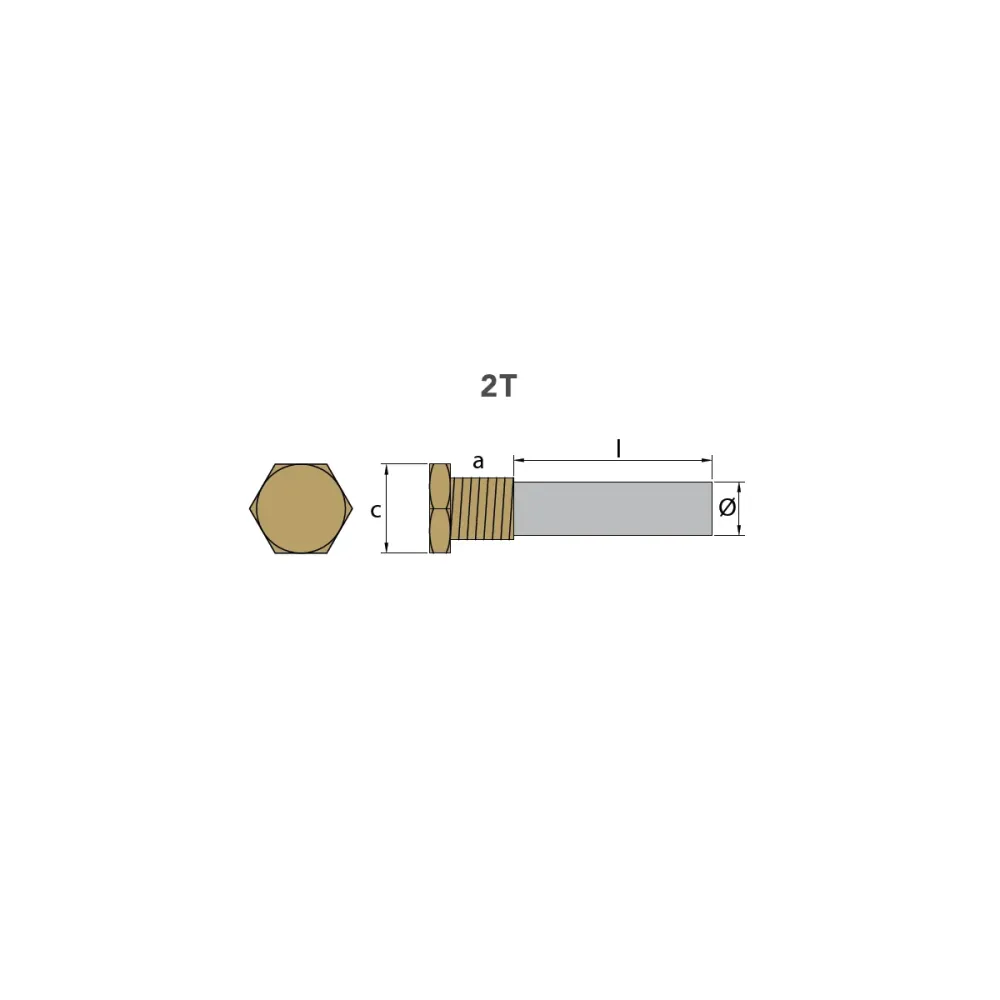 Zink anode Caterpillar, Motor, Pencil anode Komplet med messingpluggen Th.3 / 8''gas (BSPT)