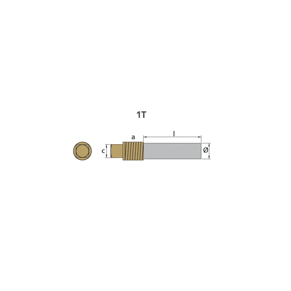 Zink anode Caterpillar, Motor, Pencil anode Komplet med messingpluggen. 3/8 '' 'Gas (BSPP)