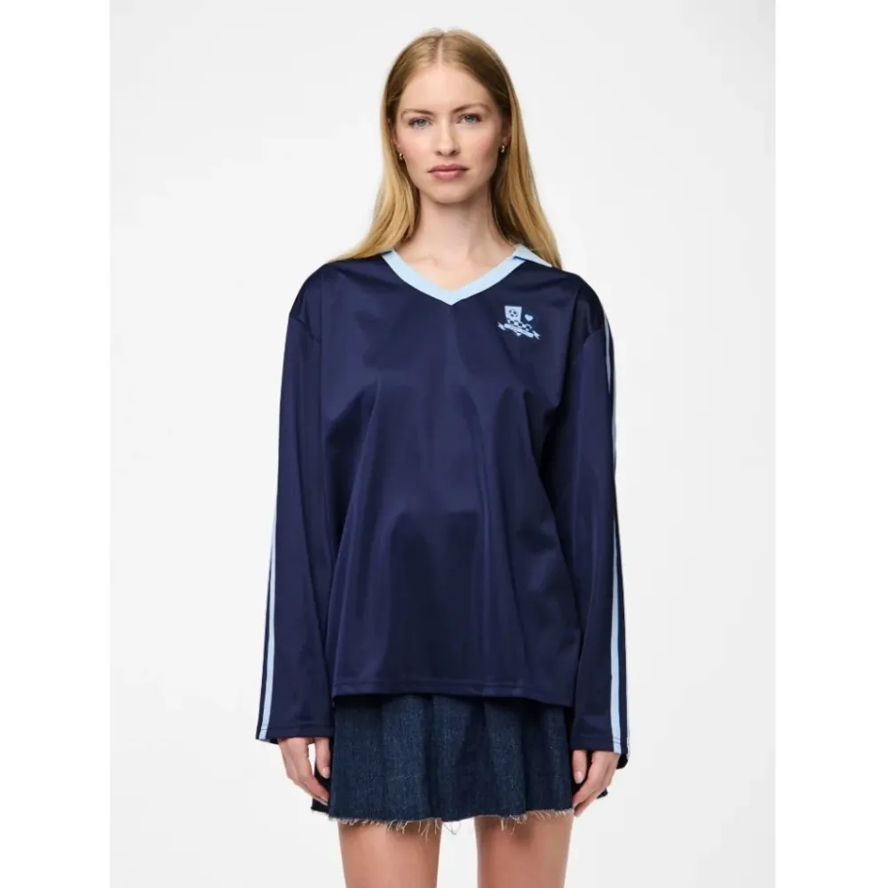 PIECES dame polo PCGRACE - Maritime Blue Cashmere azure stripe Xs