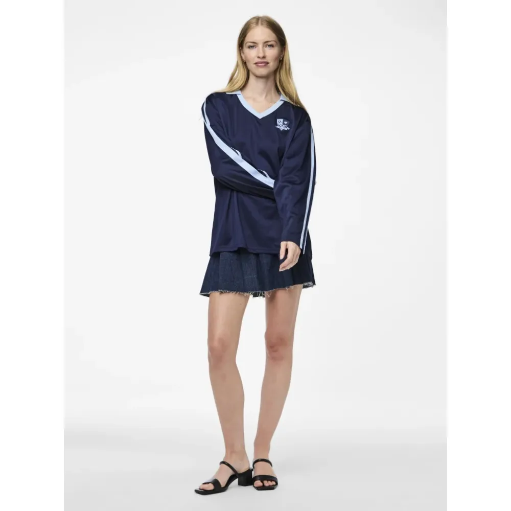 PIECES dame polo PCGRACE - Maritime Blue Cashmere azure stripe Xs
