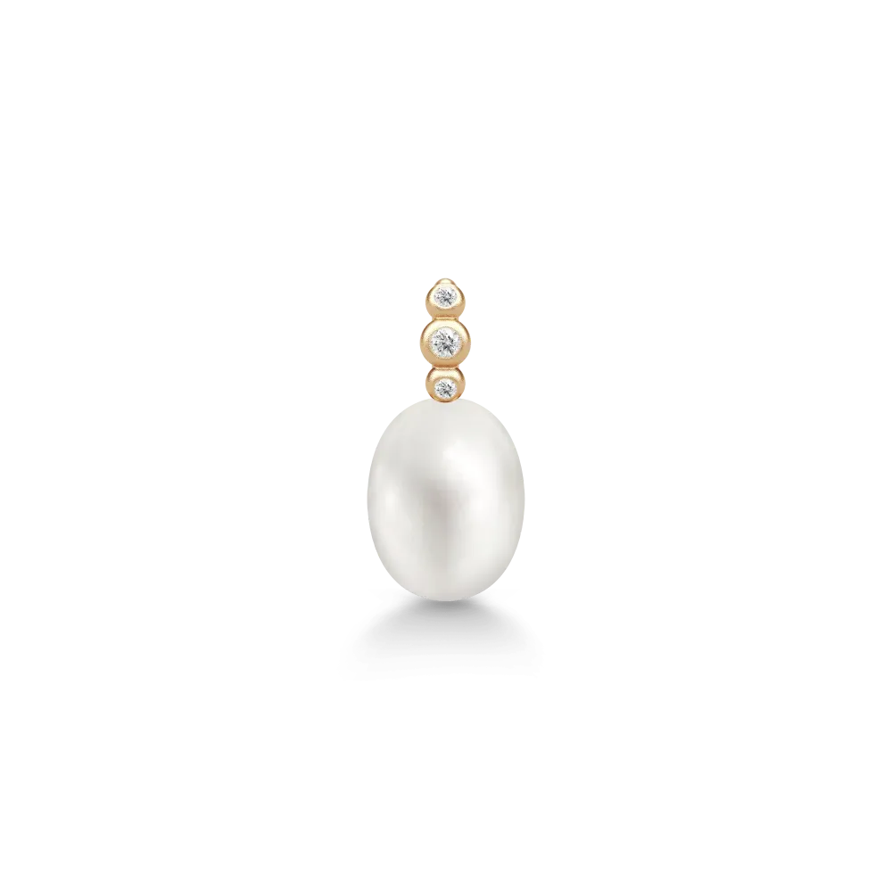 Lovina perlevedhæng med 3 diamanter - 14K