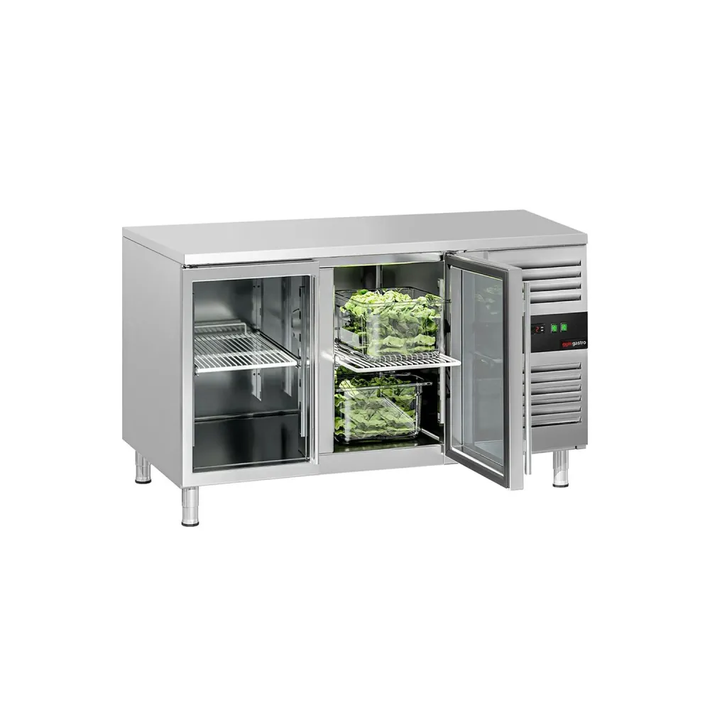 Kølebord Glasdøre ECO - 1,36 x 0,7 m - med 2 Glasdøre