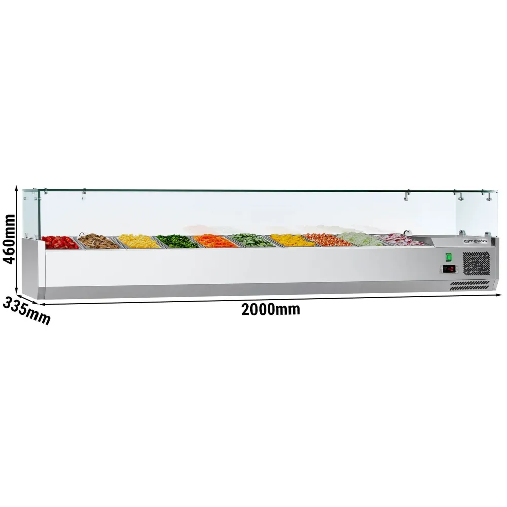 Kølevitrine - Køleopsats ECO 2,0 m x 0,34 m - til 10x 1/4 GN-beholder
