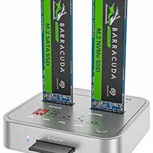 Maiwo K3016CL dockingstation til disk kloning SATA og NVMe SSD 1: 1 10 Gbps M-Key og Core B + M SD Express-kortlæser