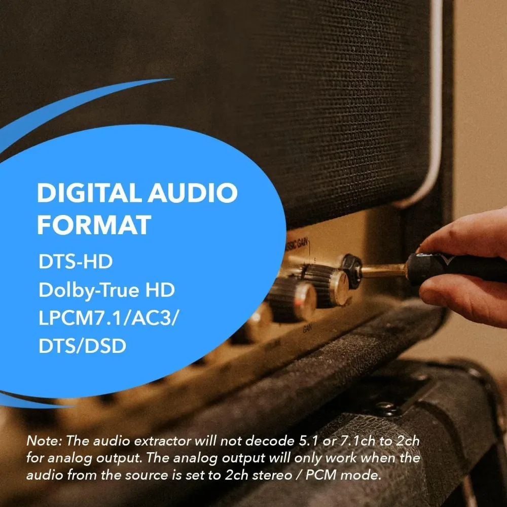 NÖRDIC 8K HDMI 2.1 eARC/ARC Switch og Extractor 4 til 1 Optisk SPDIF & Stereo CEC HDR Dolby Atmos, True HD, Led Plus, DTS-...