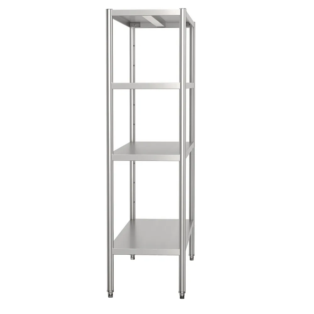 Reol af rustfrit stål ECO 1,6 x 0,5 m - med 4 hylder FLEKSIBEL