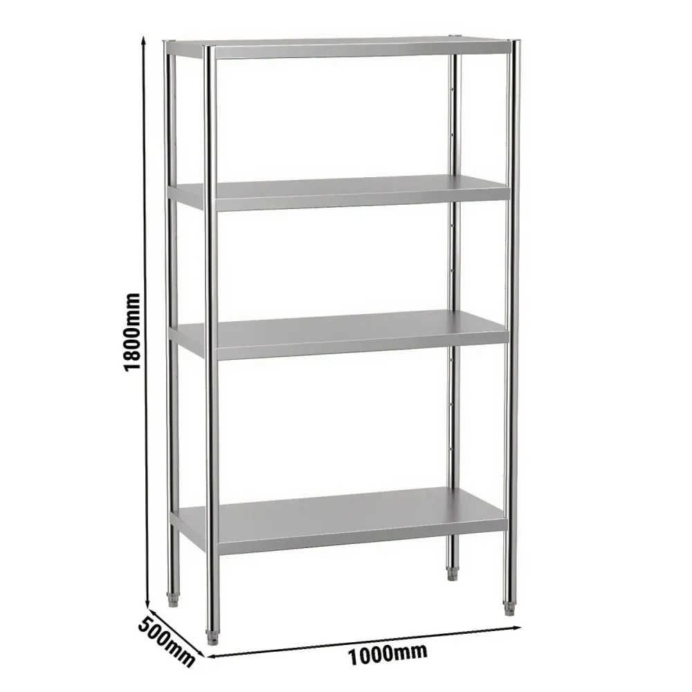 Reol af rustfrit stål ECO 1,0 x 0,5 m - med 4 hylder ADAPTABLE