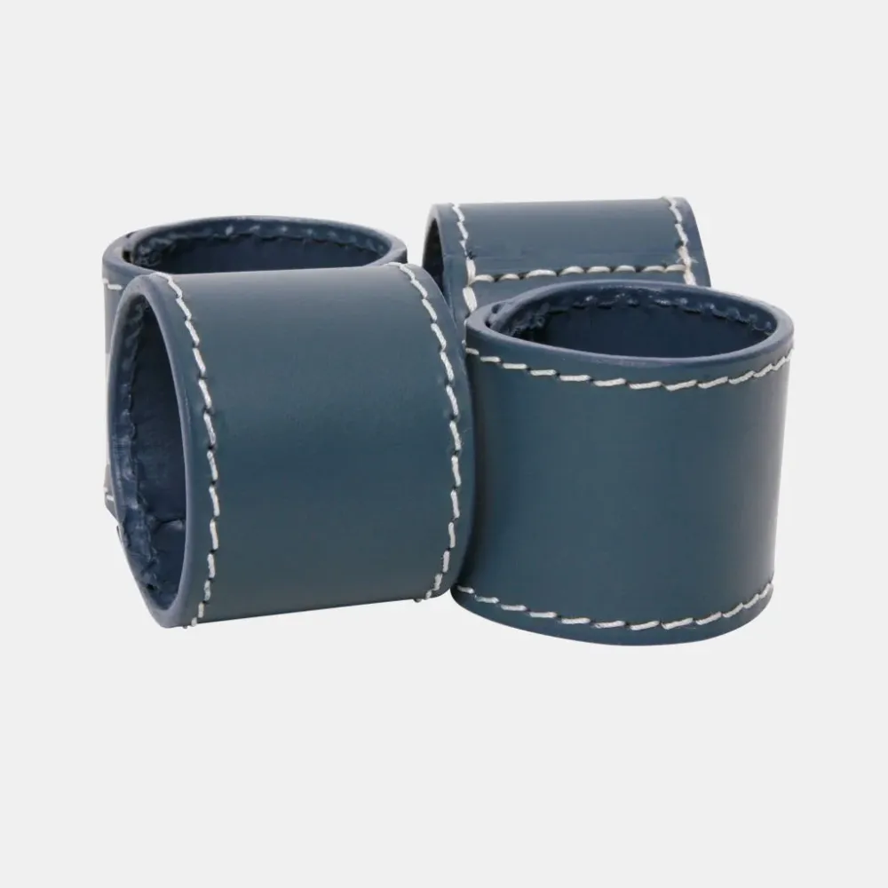 Servietringe i læder - 4 styk Marineblå