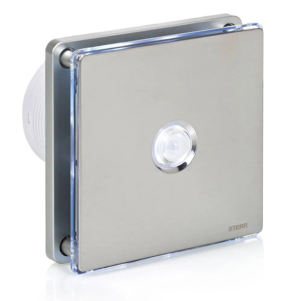 STERR BFS100LP-S - 100 mm Badeværelsesventilator, LED + Bevægelsessensor, 90 m³/h, Sølv