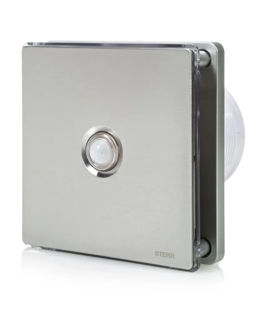 STERR BFS100LP-S - 100 mm Badeværelsesventilator, LED + Bevægelsessensor, 90 m³/h, Sølv