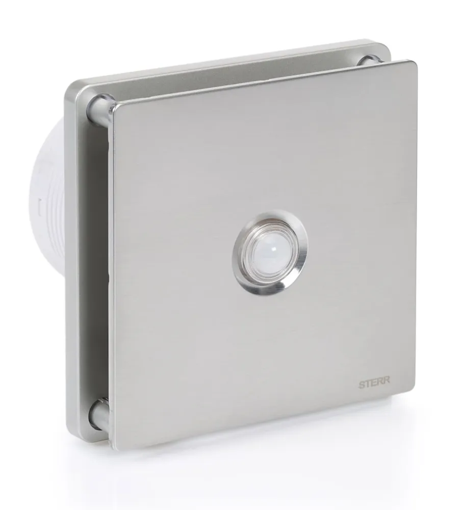 STERR BFS100P-S - 100 mm Badeværelsesventilator, Bevægelsessensor, 90 m³/h, Sølv