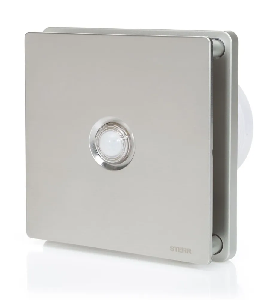 STERR BFS100P-S - 100 mm Badeværelsesventilator, Bevægelsessensor, 90 m³/h, Sølv