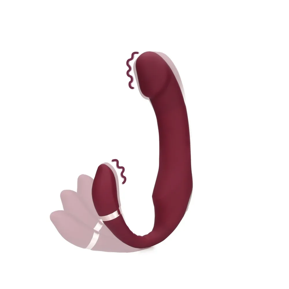 Bøjelig vibrerende stropløs strap-on - Merlot Grape