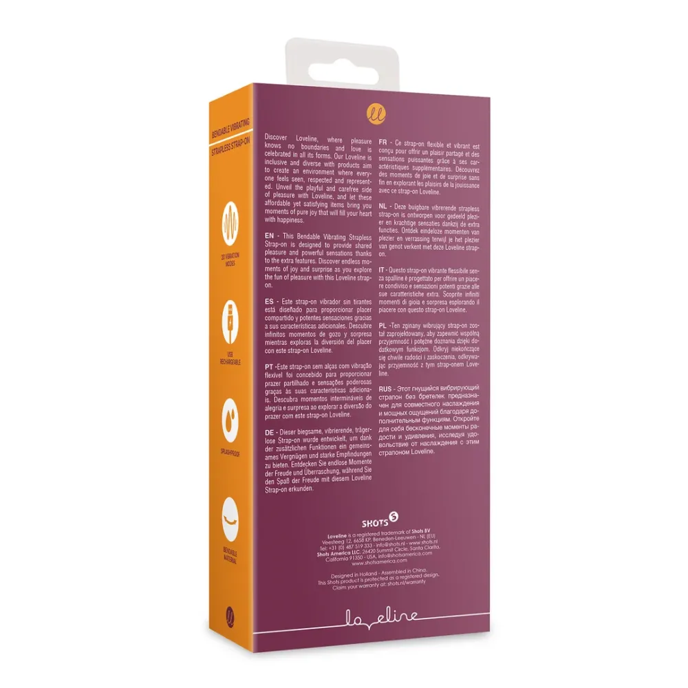 Bøjelig vibrerende stropløs strap-on - Merlot Grape