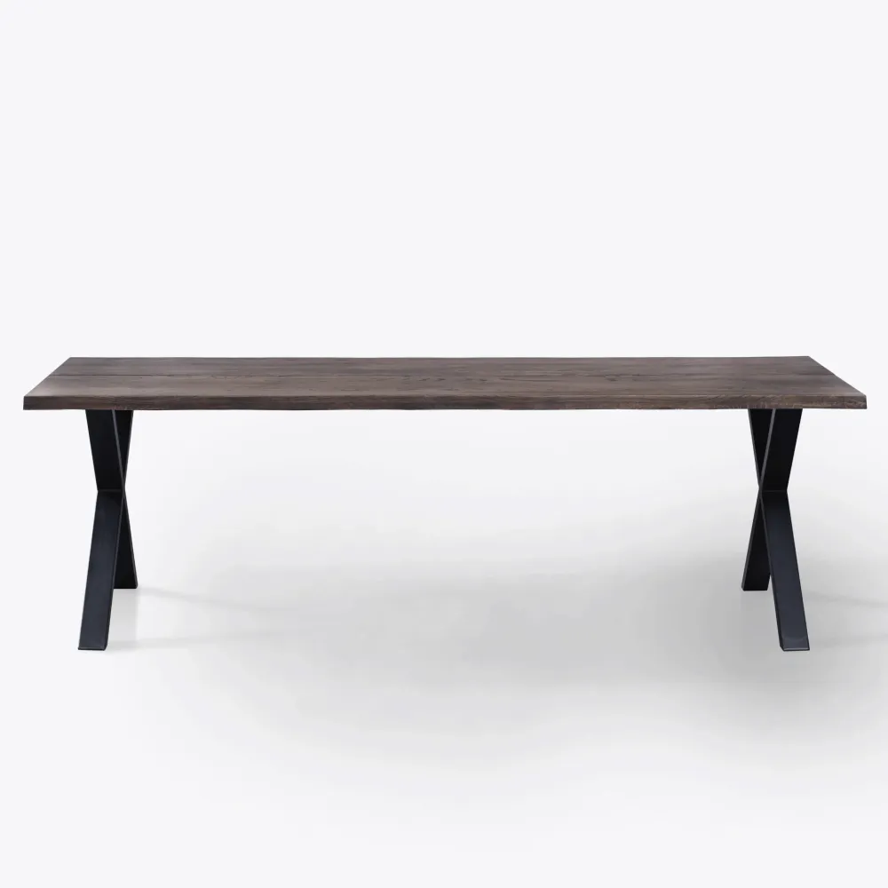 Susan plankebord - 240x95 cm - i smoked eg med krydsben - (Forberedt til tillægsplader)