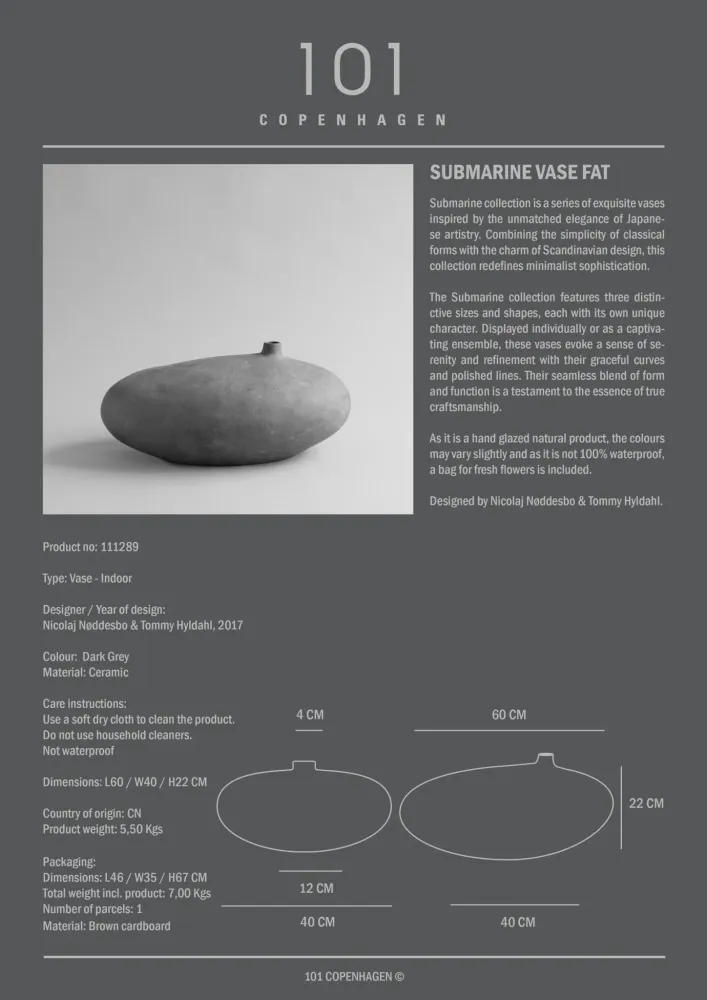 VHF Antenna Submarine Vase - Fat - Charcoal grey