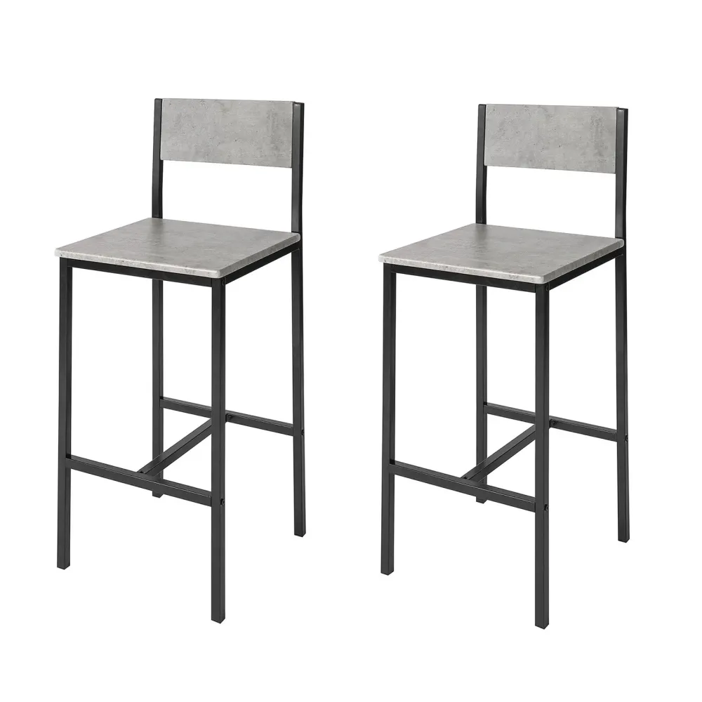 Barstole i MDF-træ og metallic, 2 stk, grå