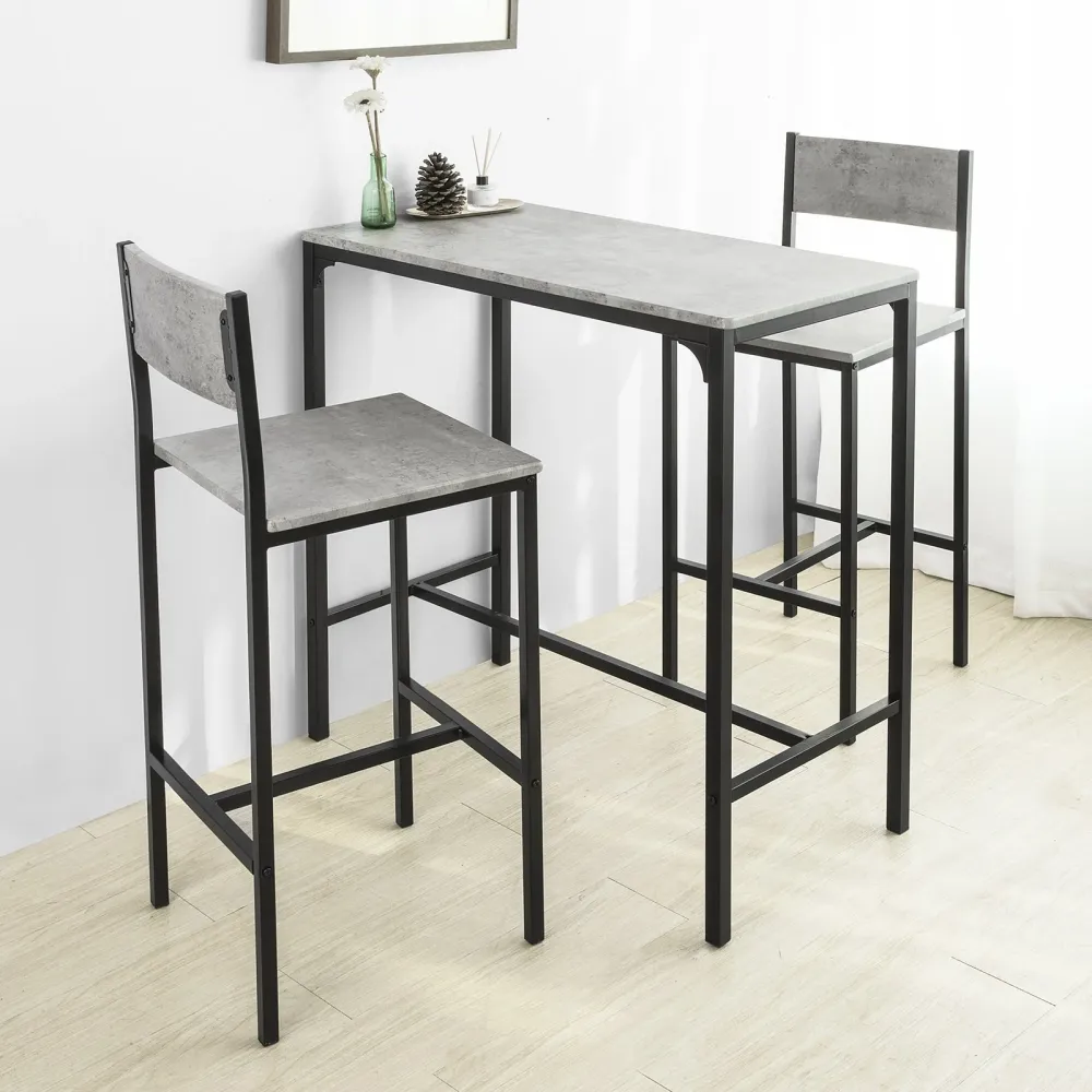 Barstole i MDF-træ og metallic, 2 stk, grå