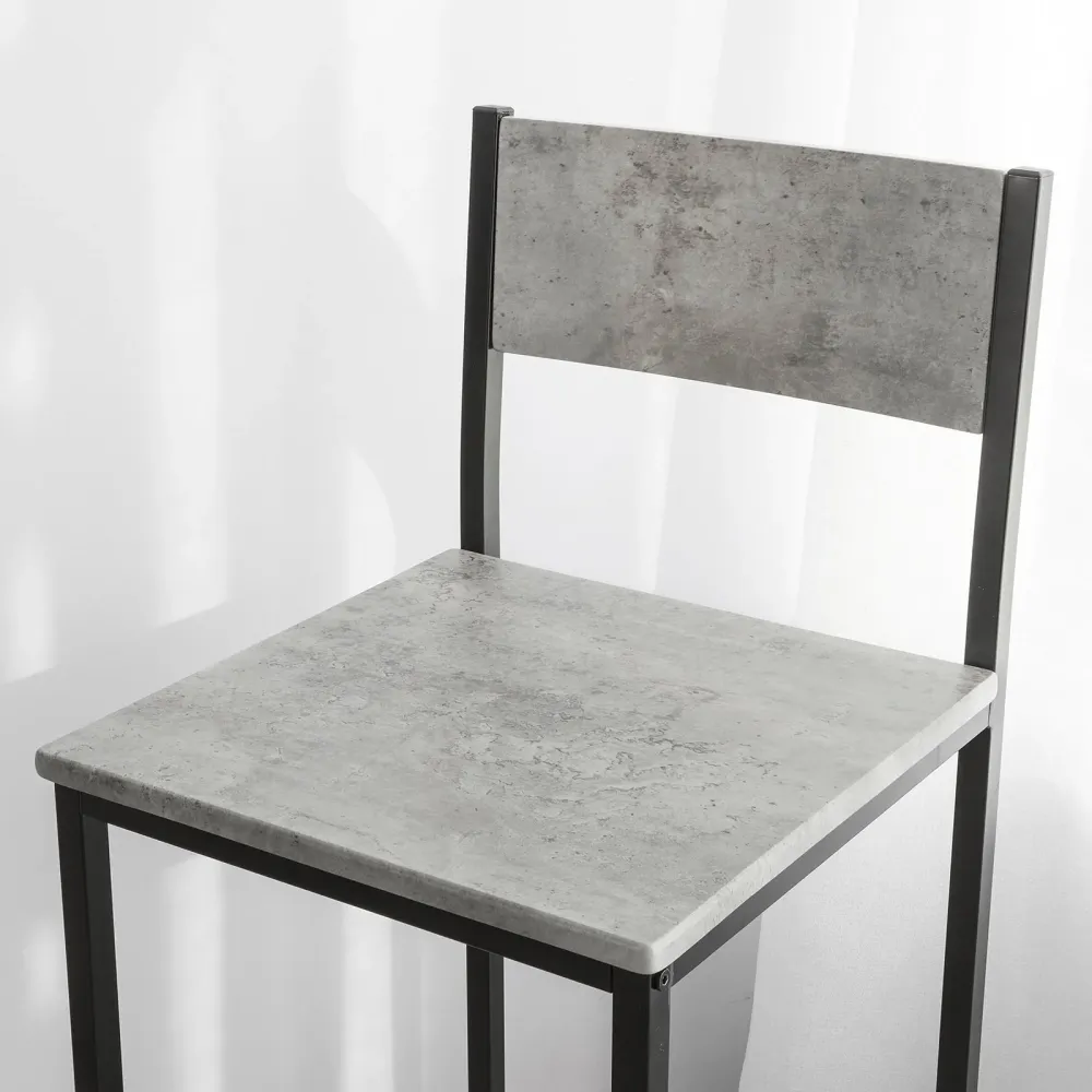 Barstole i MDF-træ og metallic, 2 stk, grå