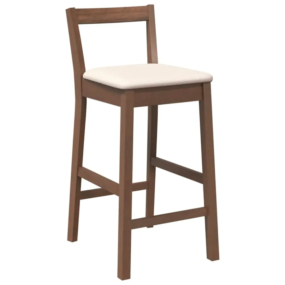 Barstole Med/uden Hynder 2 Stk. Massivt Gummitræ Brun