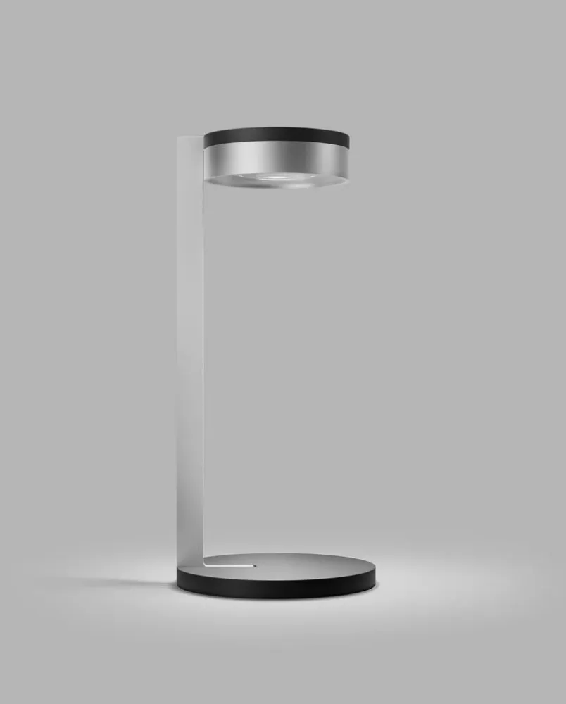 Blade T2 Slank matsort satinsølv LED bordlampe