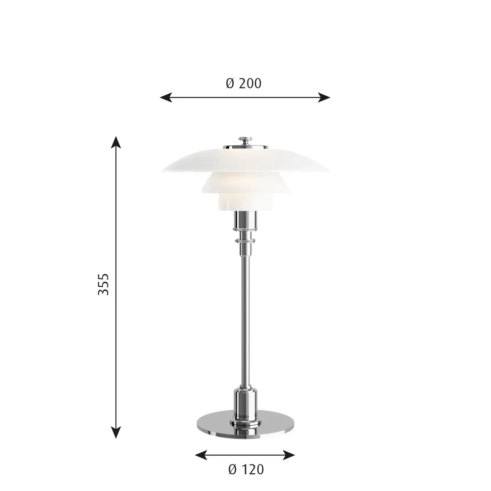 Bordlampe PH 2/1 højglansforkromet
