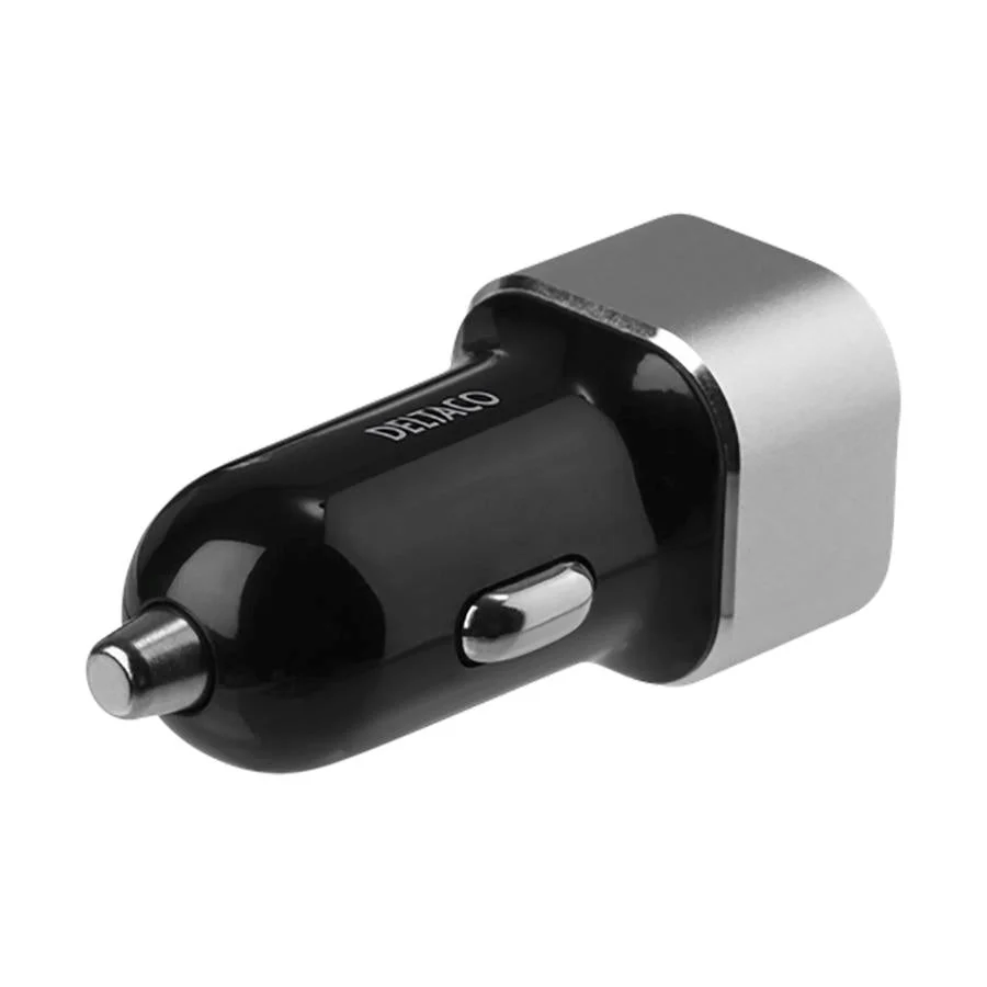 Deltaco 17W Biloplader 2 x USB- - Ebony