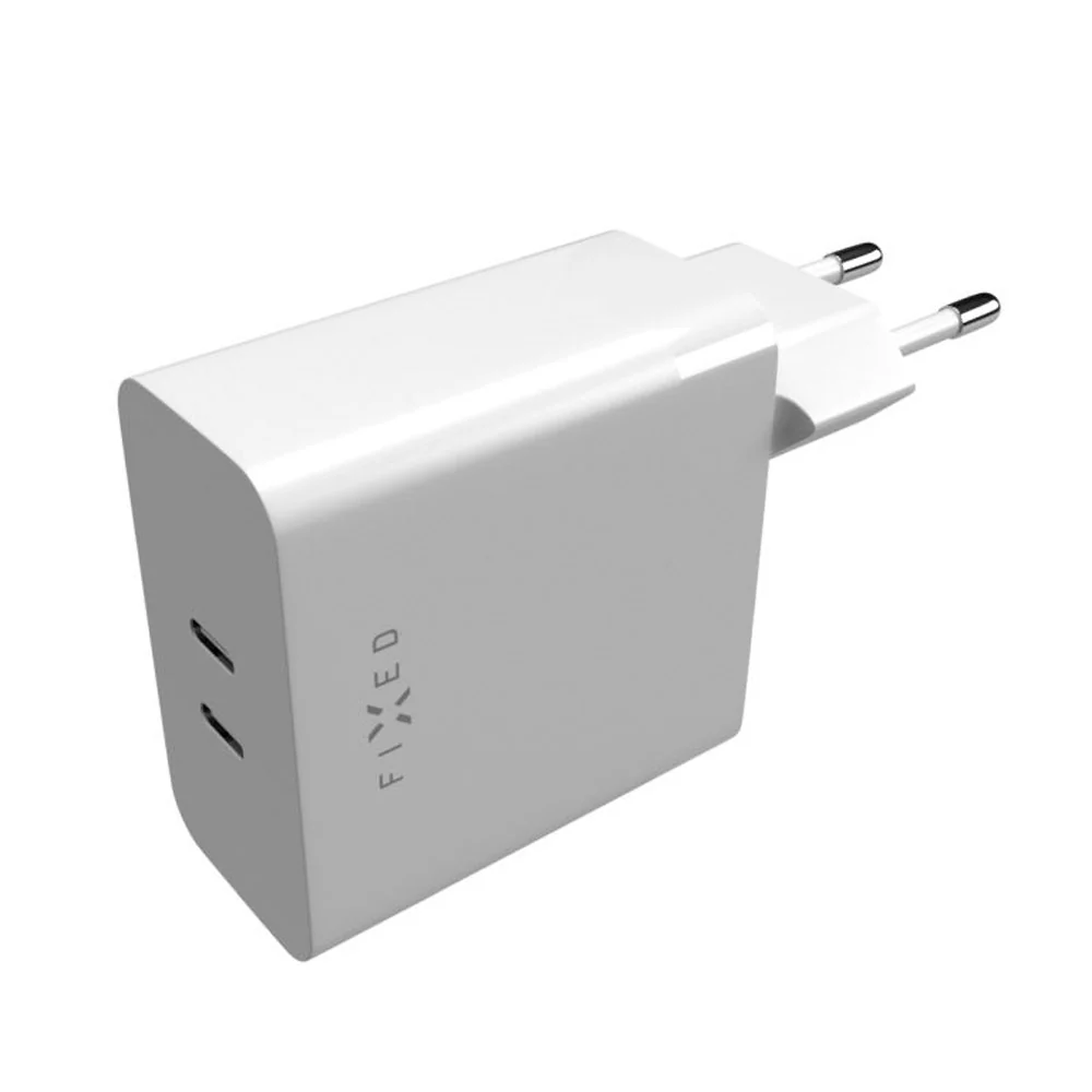 Fixed PD High-speed Vægoplader 65W 2x USB-C - Hvid