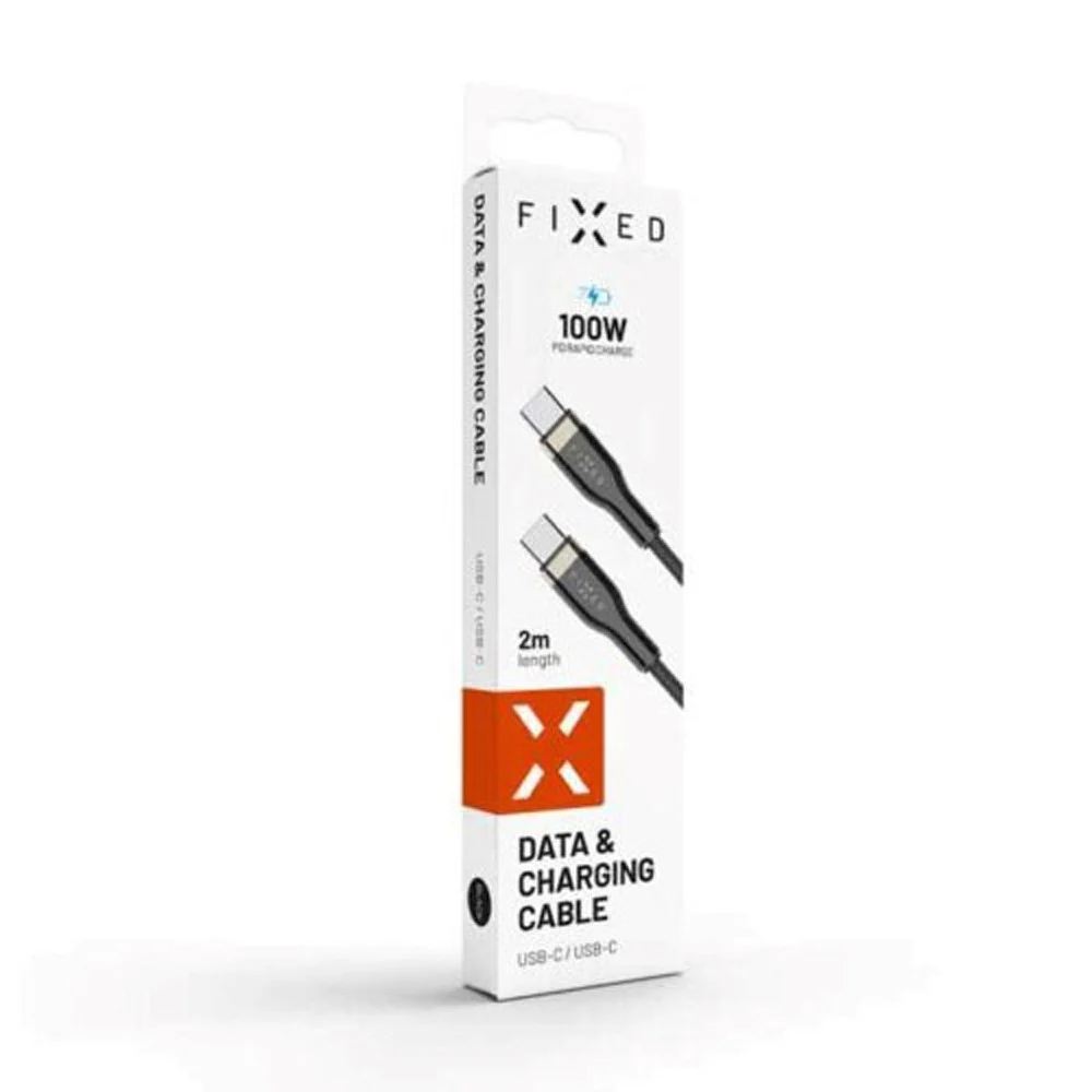Fixed Metal USB-C til USB-C-PORT PD Kabel 100W - 2m - Sort