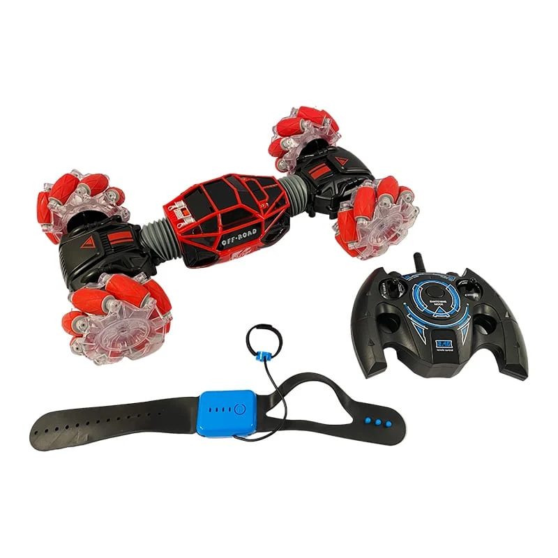 Fjernstyret stuntbil m/LED vivid & 2 fjernbetjeninger Blaa